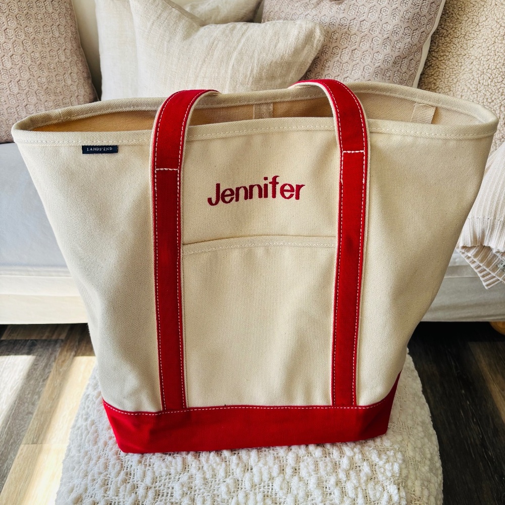 LANDS END CANVAS "JENNIFER" MONOGRAMMED TOTE